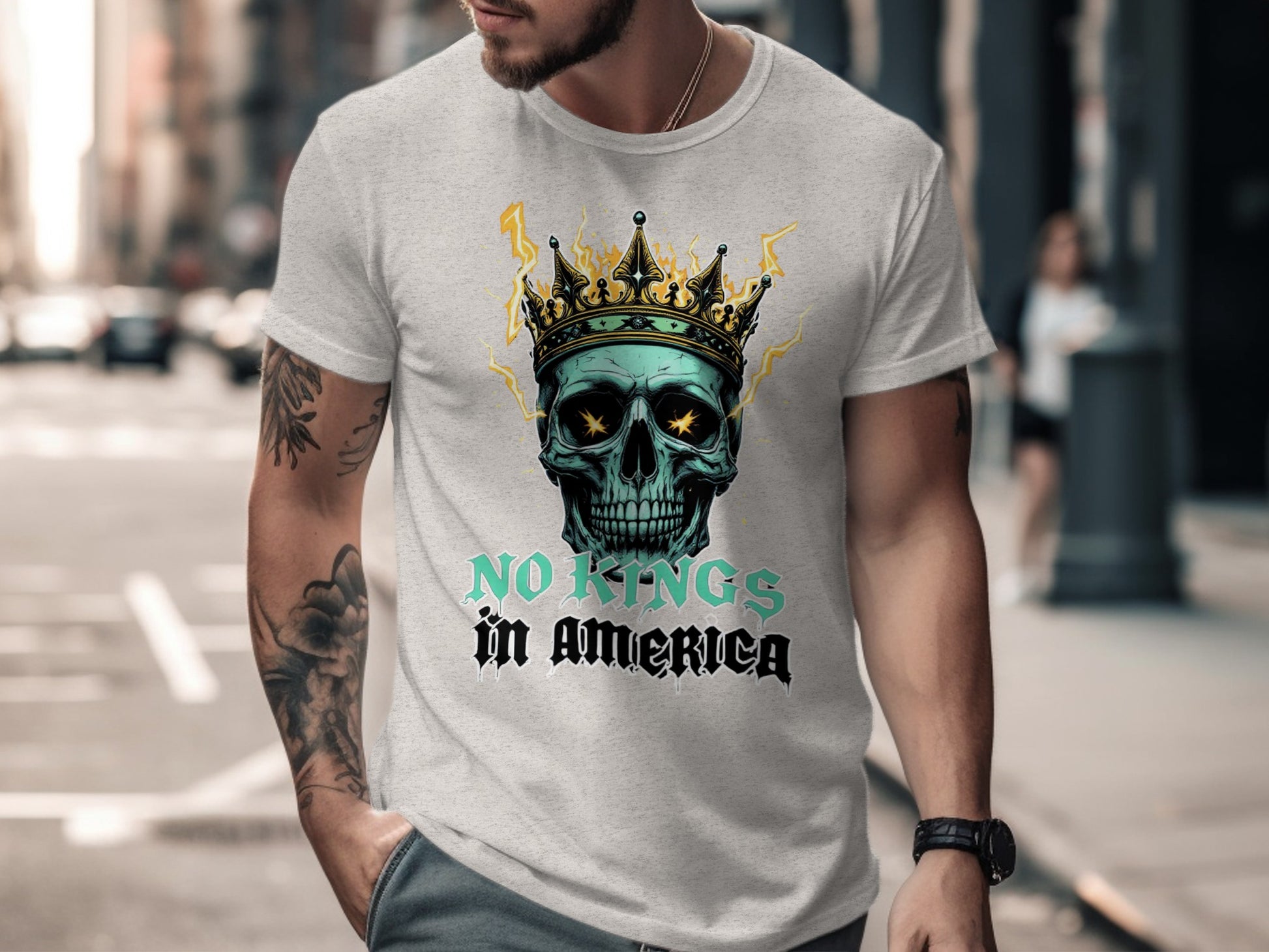 No Kings in America Graphic Skull T-shirt product