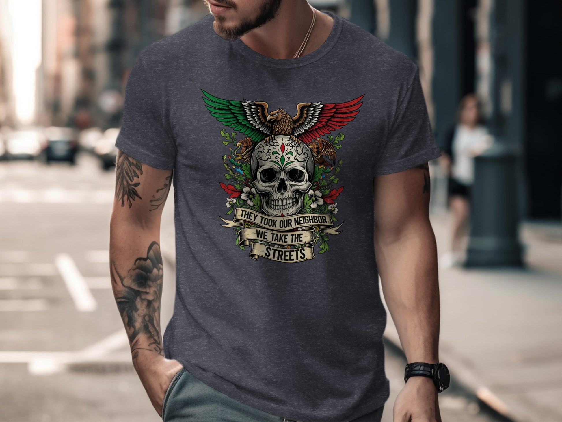 Skull Graphic They Took Our Neighbor T-Shirt product type