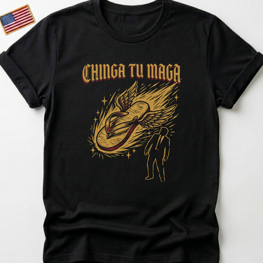 Chinga Tu MAGA T-Shirt, Anti Trump Political Tee, La Chancla Resist Shirt, Winged Flip Flop Funny Protest T-Shirts, Sarcastic Gift
