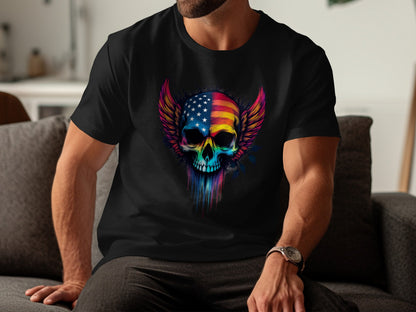 American Flag Skull Design Printed Shirt product