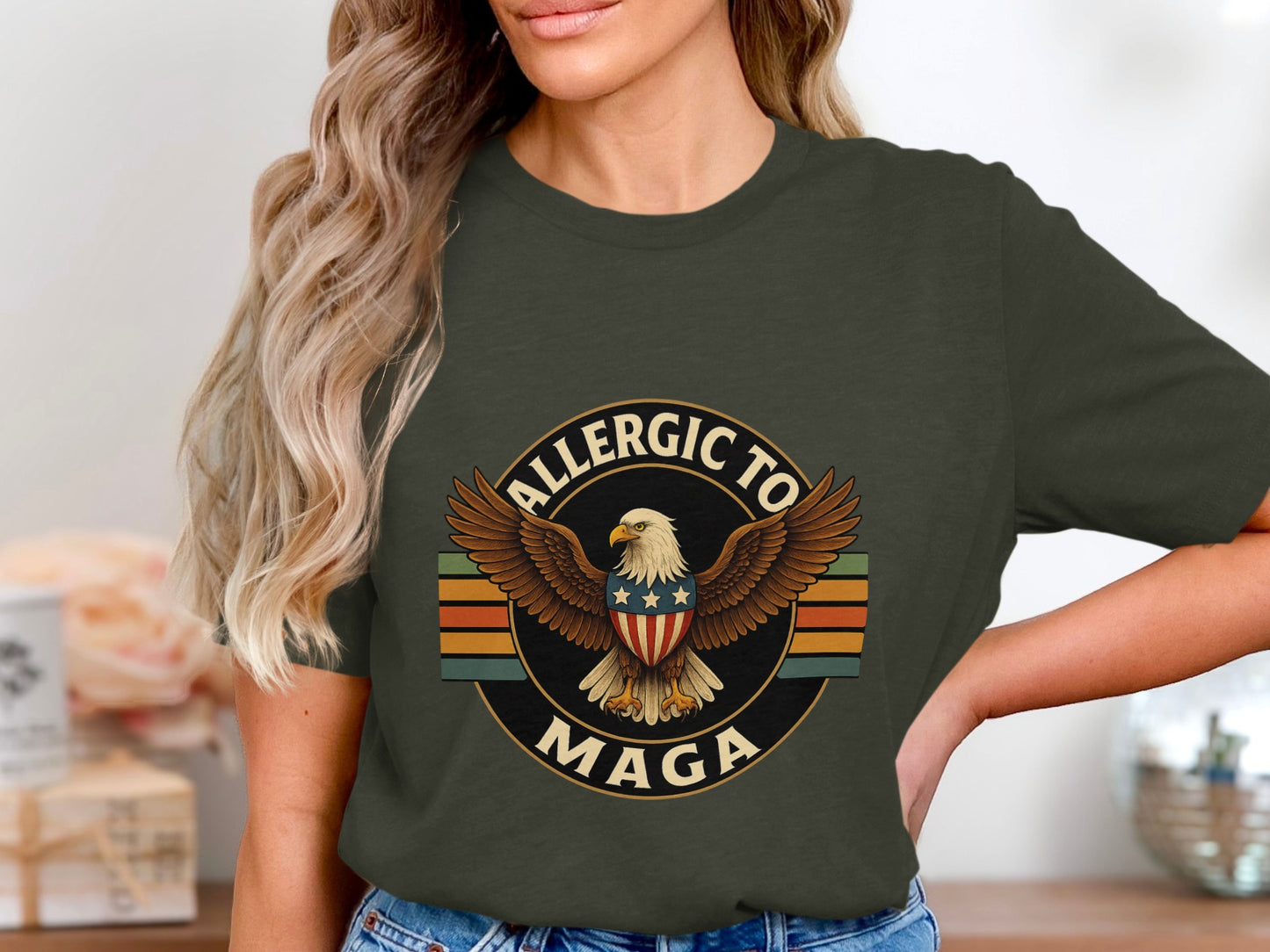 Allergic to MAGA American Eagle Design Graphic product