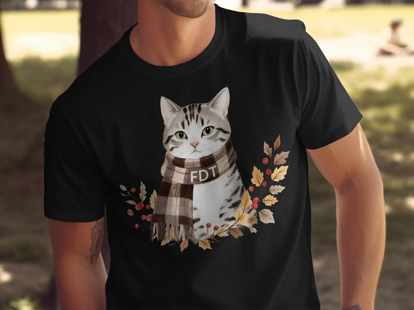 Adorable Cat with Scarf Design T-Shirt Product