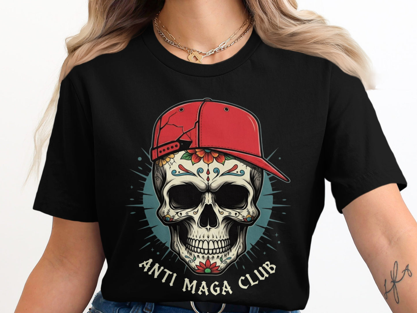 Anti MAGA Club Skull Graphic T-Shirt unique product type