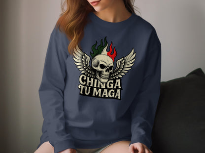 Skull with Wings Chingas Tu Maga Graphic Apparel