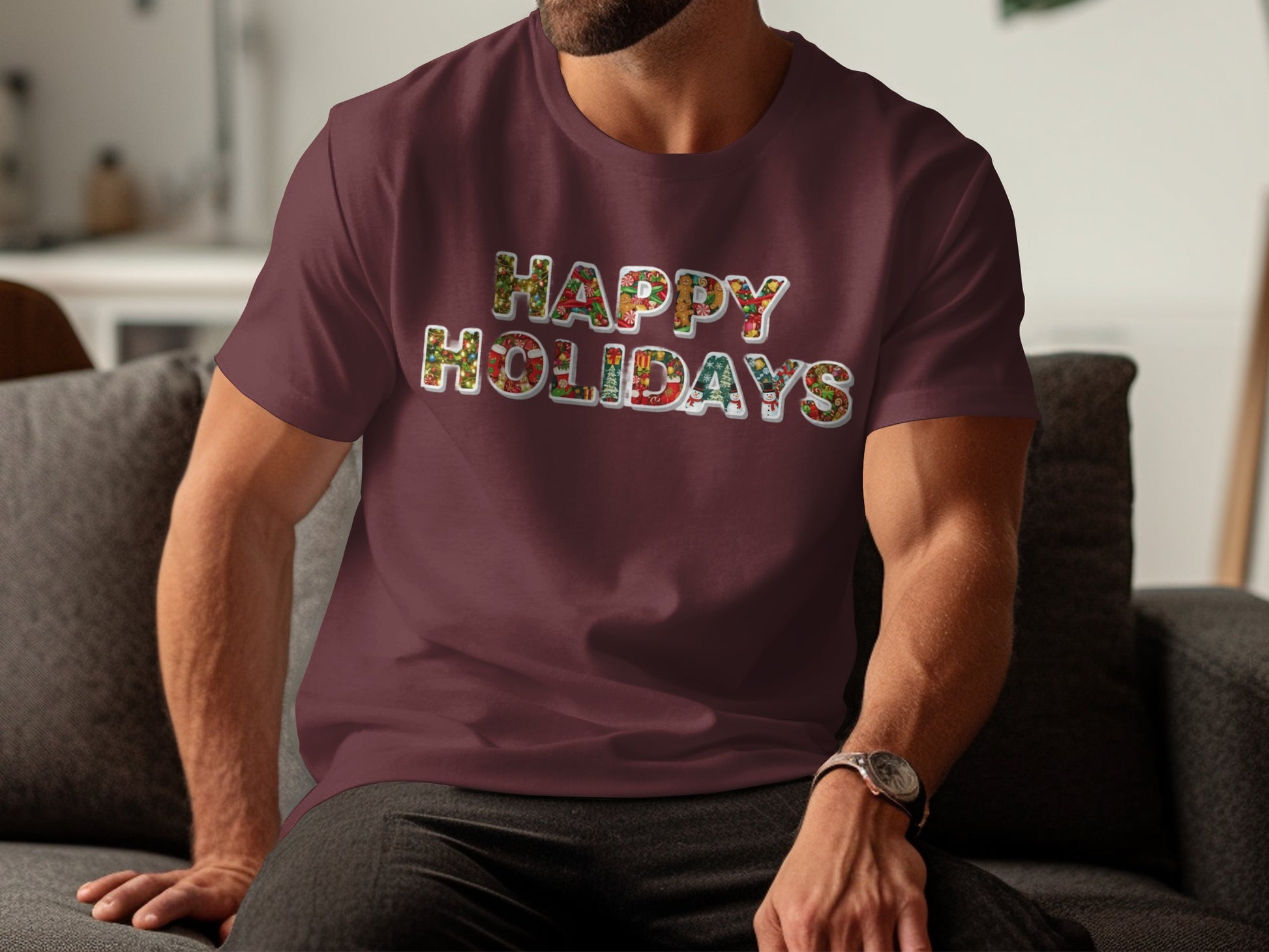 Festive Happy Holidays Graphic Tee for Holiday Celebrations