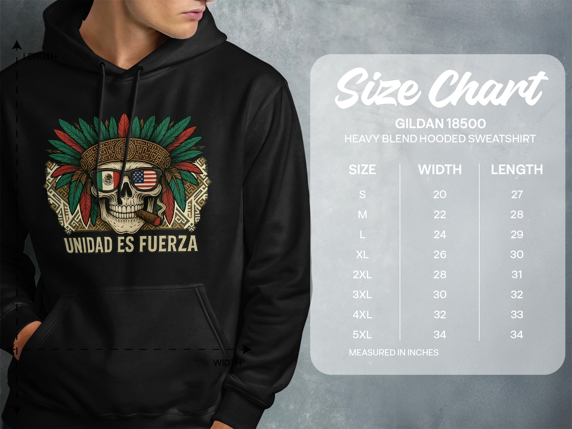 Unidad Es Fuerza Skull Design Hoodie
