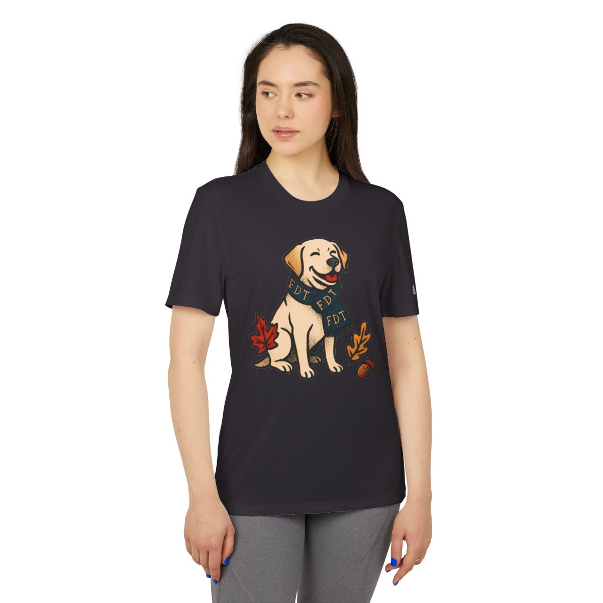 Adorable Autumn Puppy Graphic Tee Shirt for Women