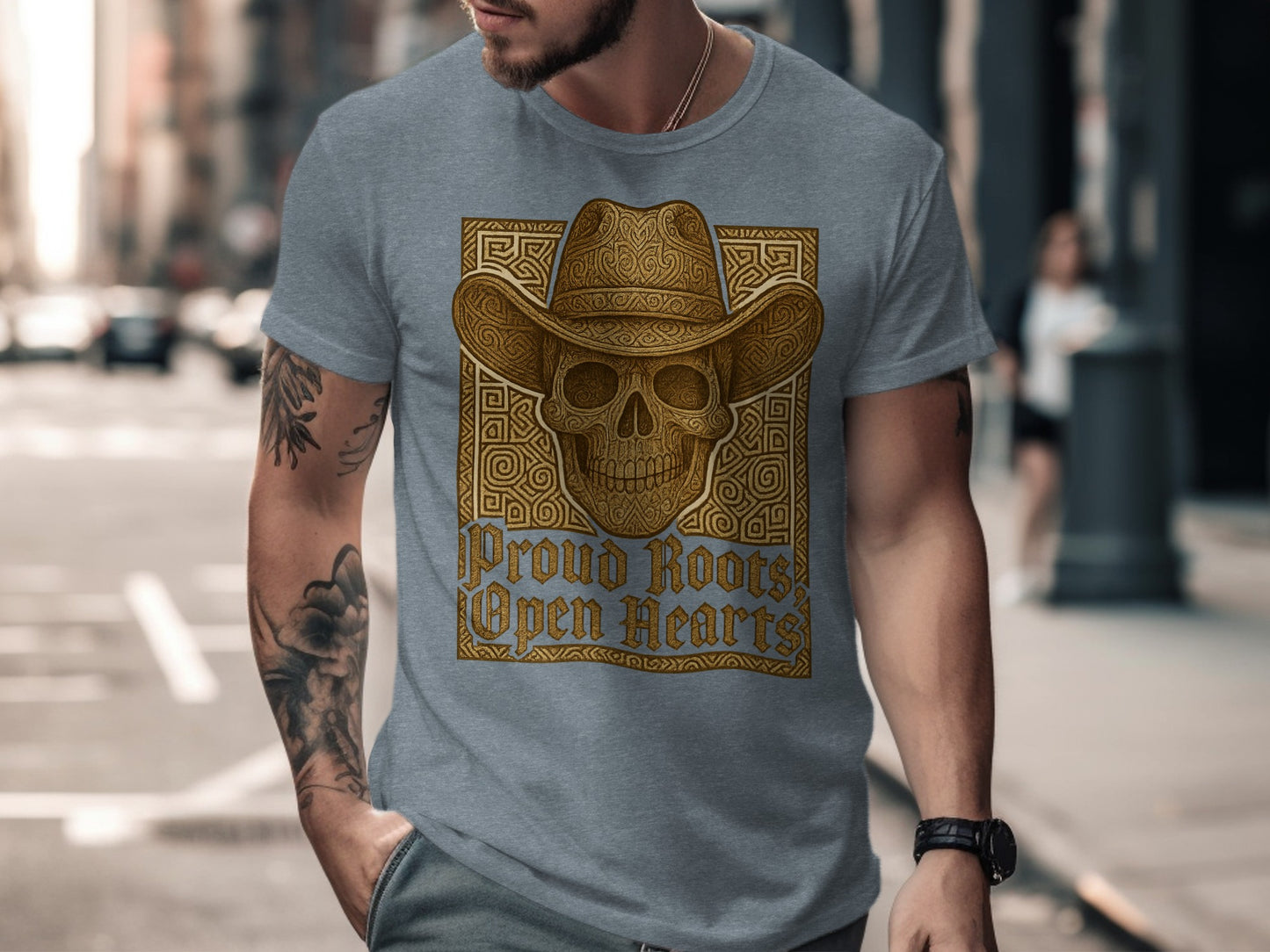 Proud Roots Open Hearts Skull Design T-Shirt