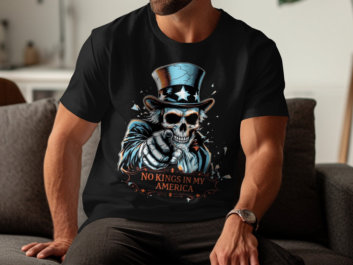 No Kings In My America Skull Graphic T-shirt product