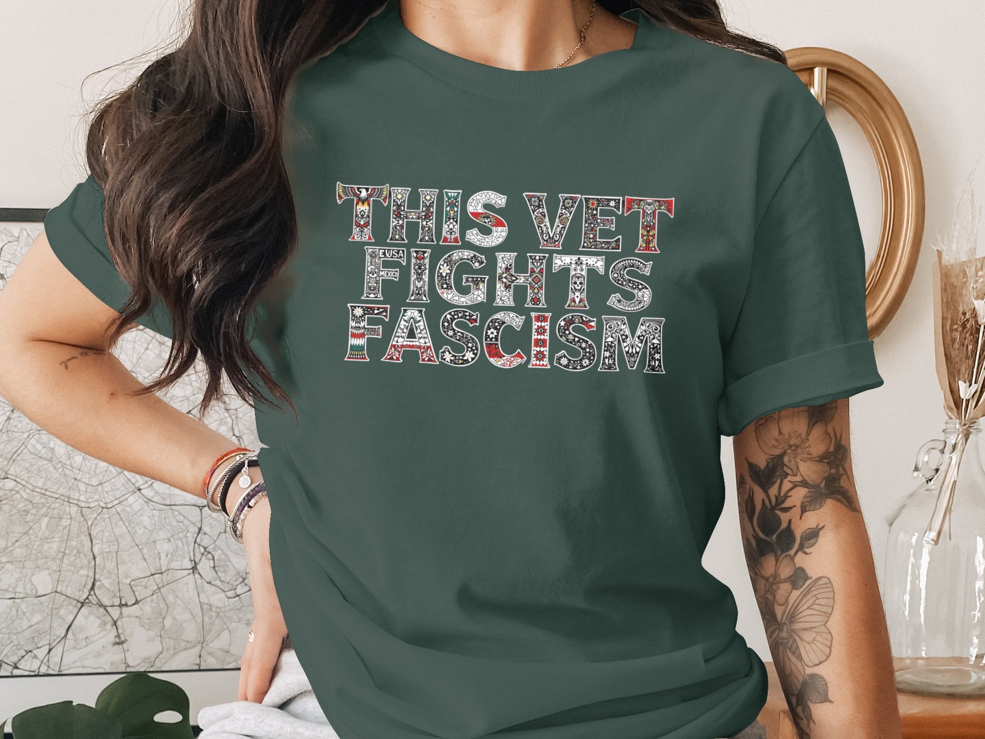 This Vet Fights Fascism Graphic T-shirt Product