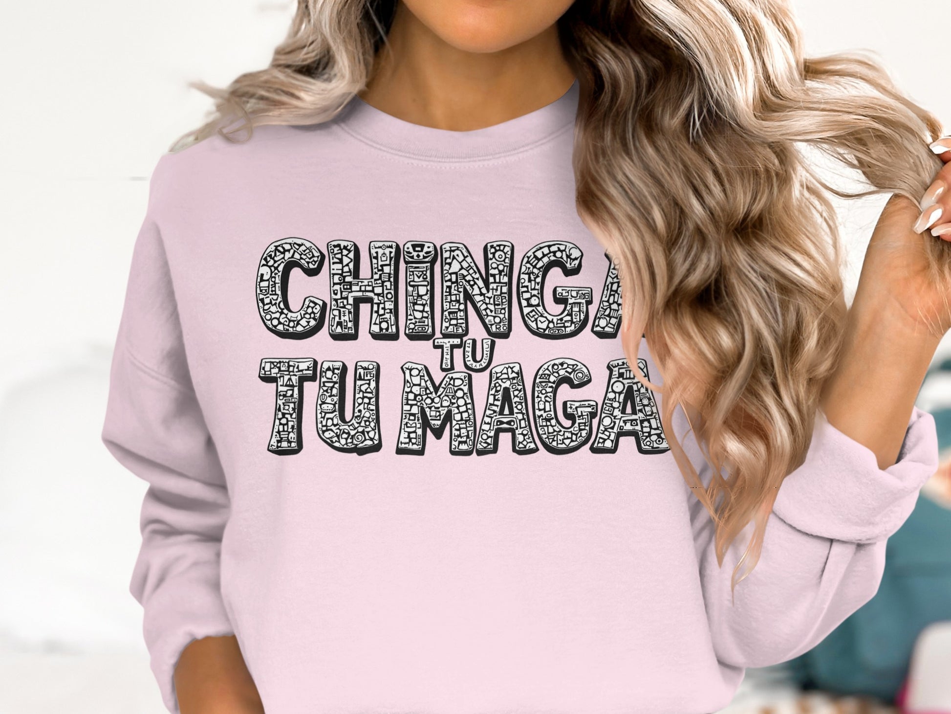 Chinga Tu Tu Maga Graphic Print Pullover Sweater
