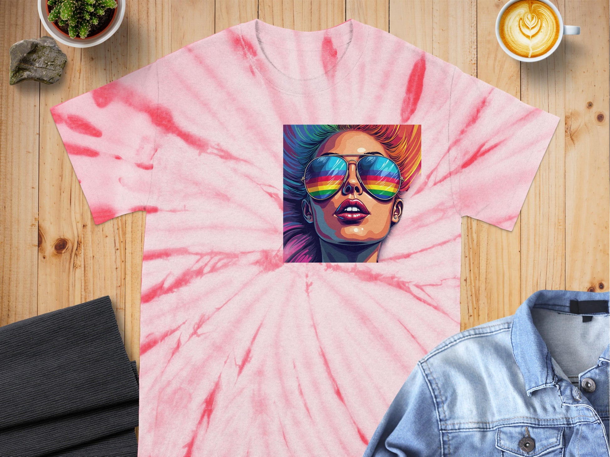 Colorful sunglasses woman design tie-dye T-shirt product type