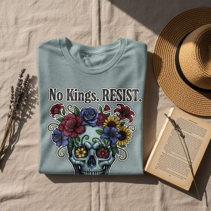 No Kings RESIST Skull Floral Design Shirt product