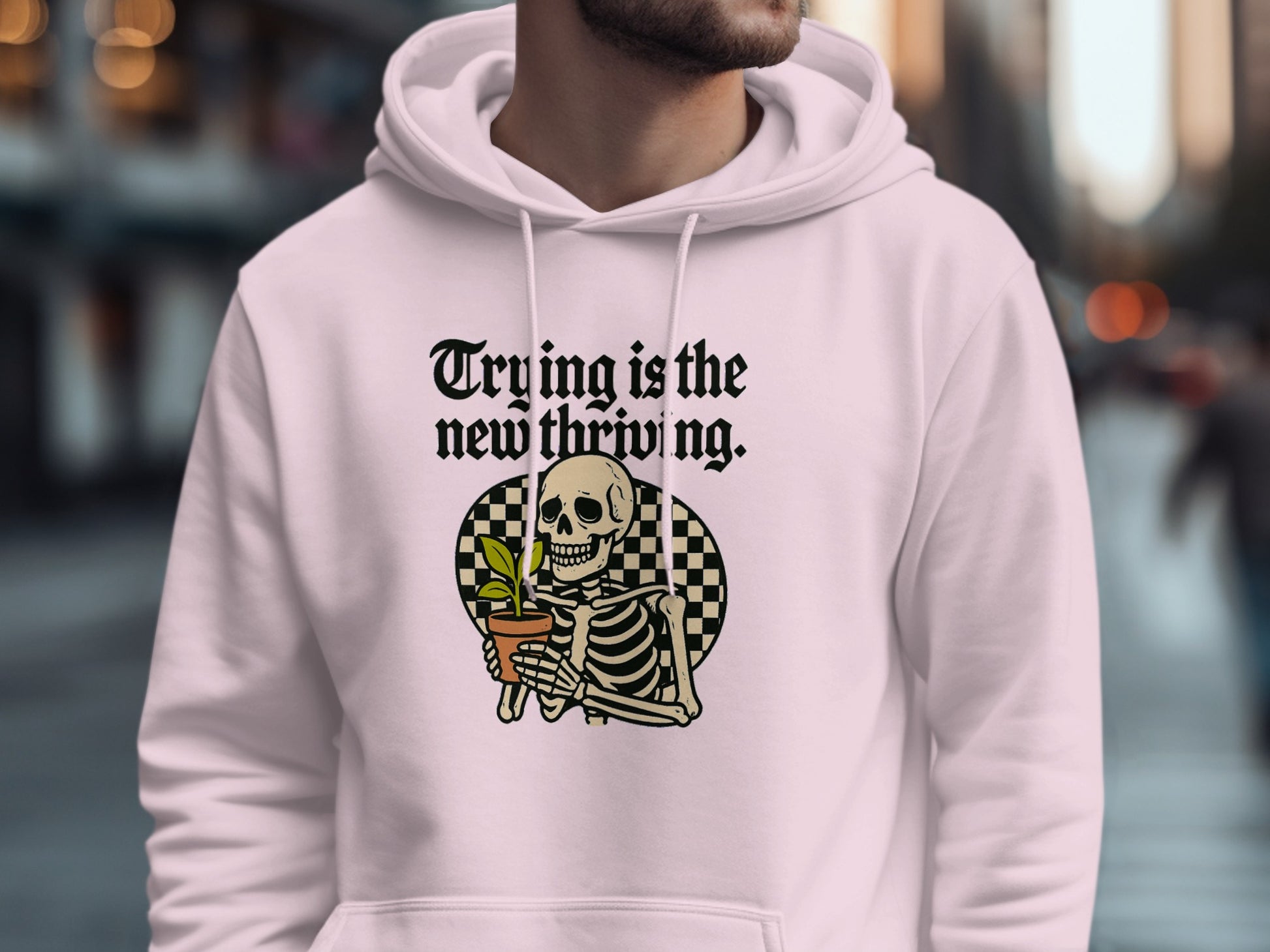Trying is the new thriving skeleton hoodie product type
