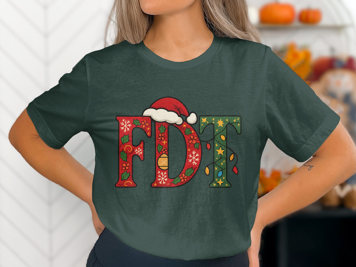 Festive Christmas themed FDT letters shirt