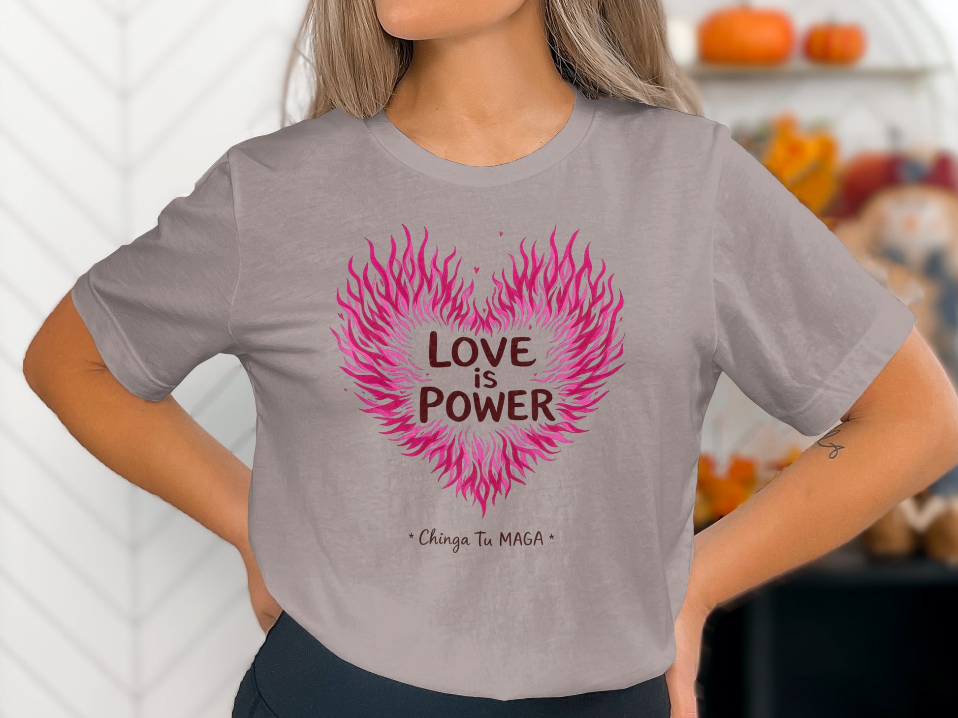 Love is Power Heart Graphic Tee Shirt