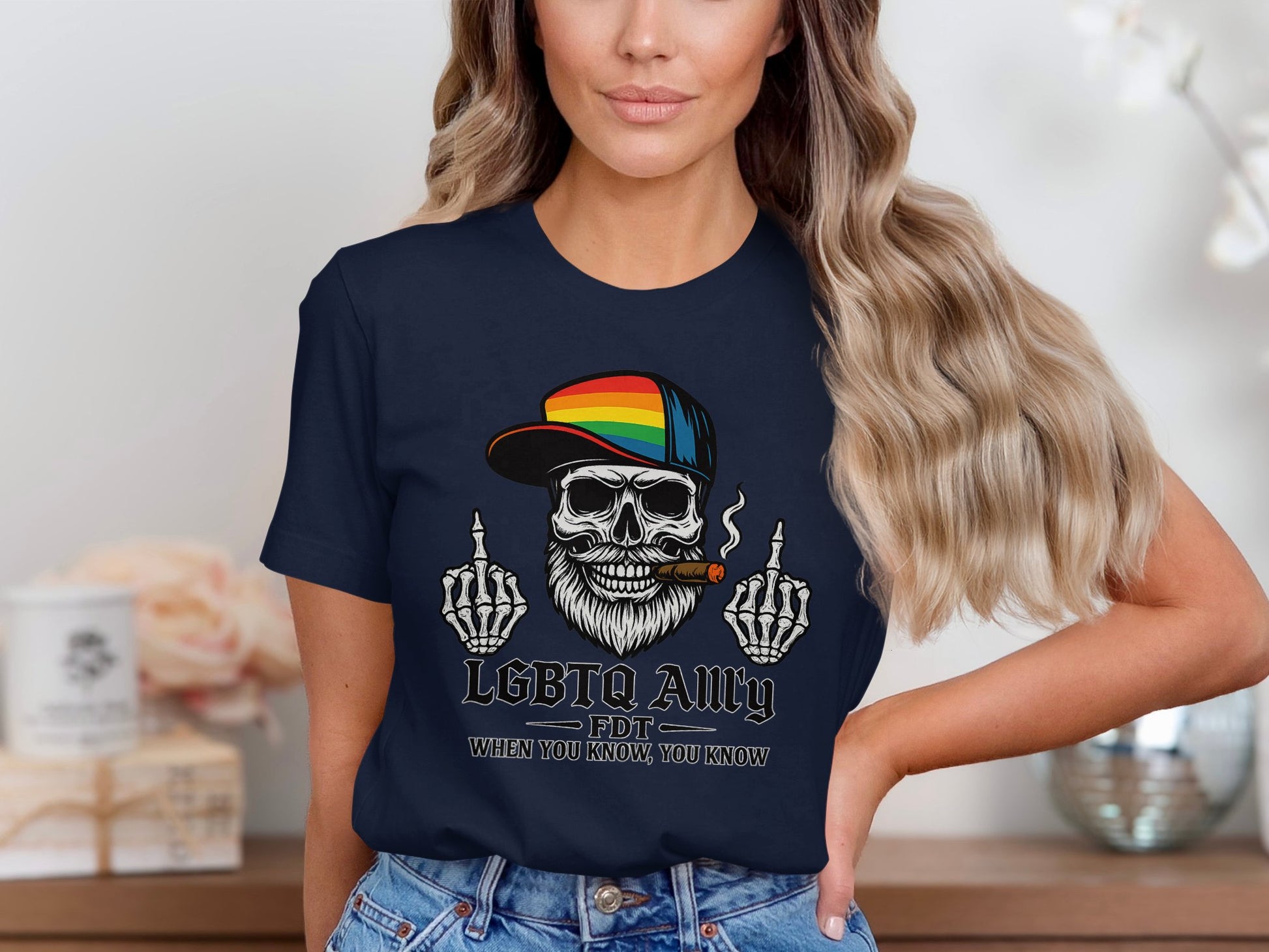 LGBTQ Ally Skull Graphic T-Shirt Pride Statement product