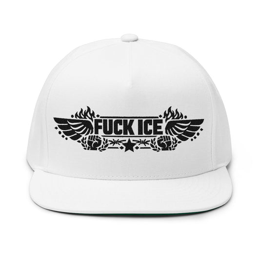 Bold Statement Fuck Ice Winged Graphic Cap
