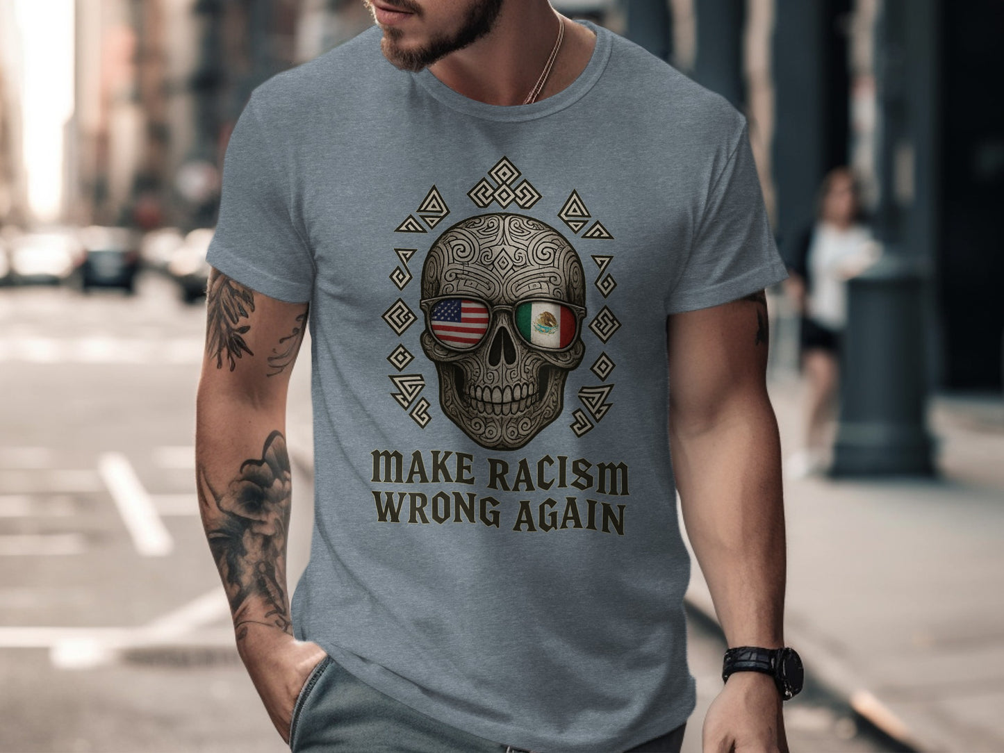 Make Racism Wrong Again Statement Skull T-Shirt