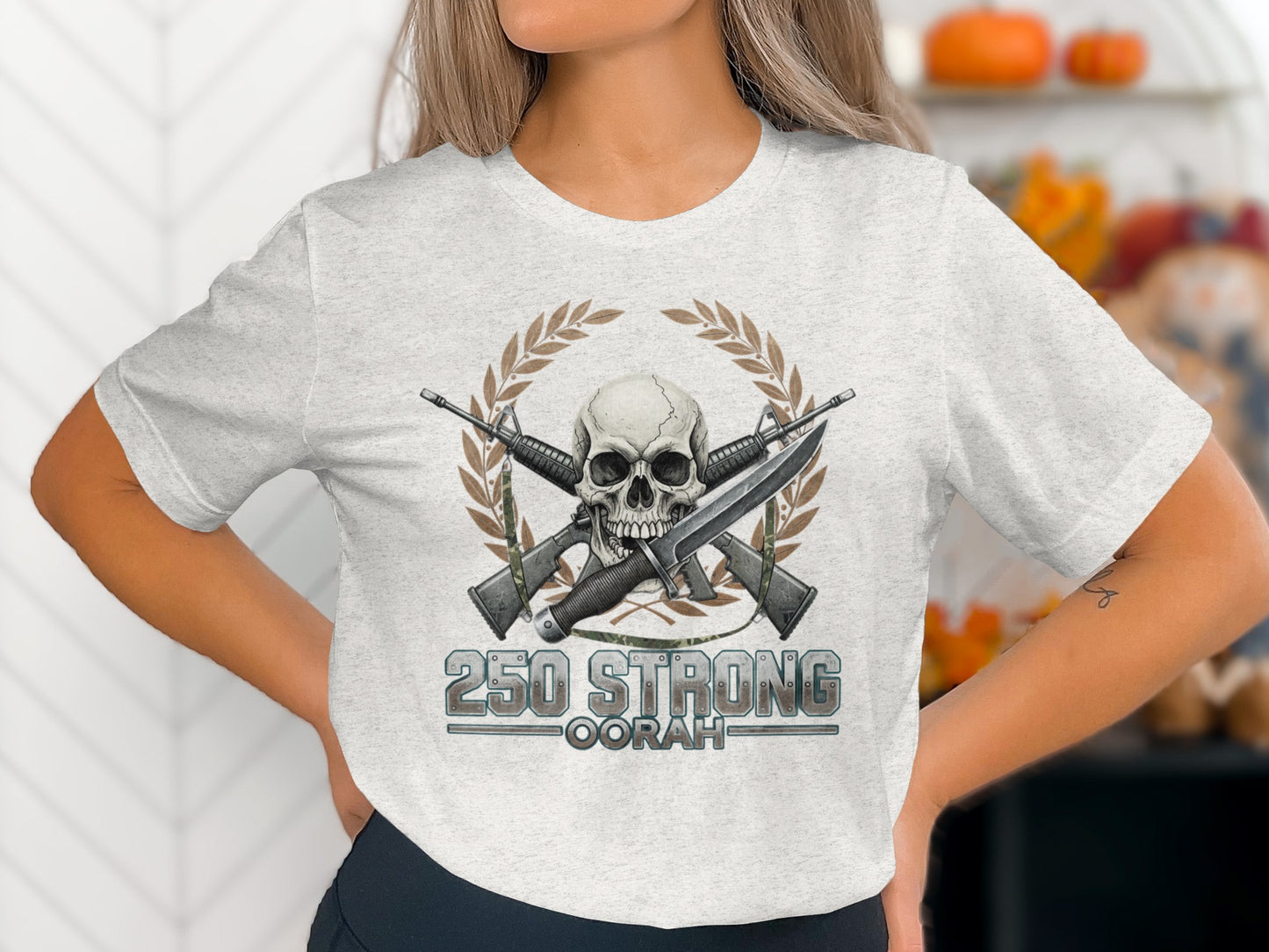 250 Strong Oorah Skull and Guns Graphic Tee product