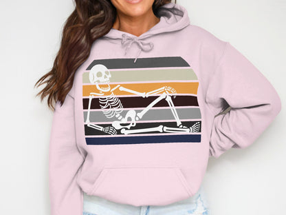 Retro Skeleton Rainbow Stripe Graphic Hoodie product