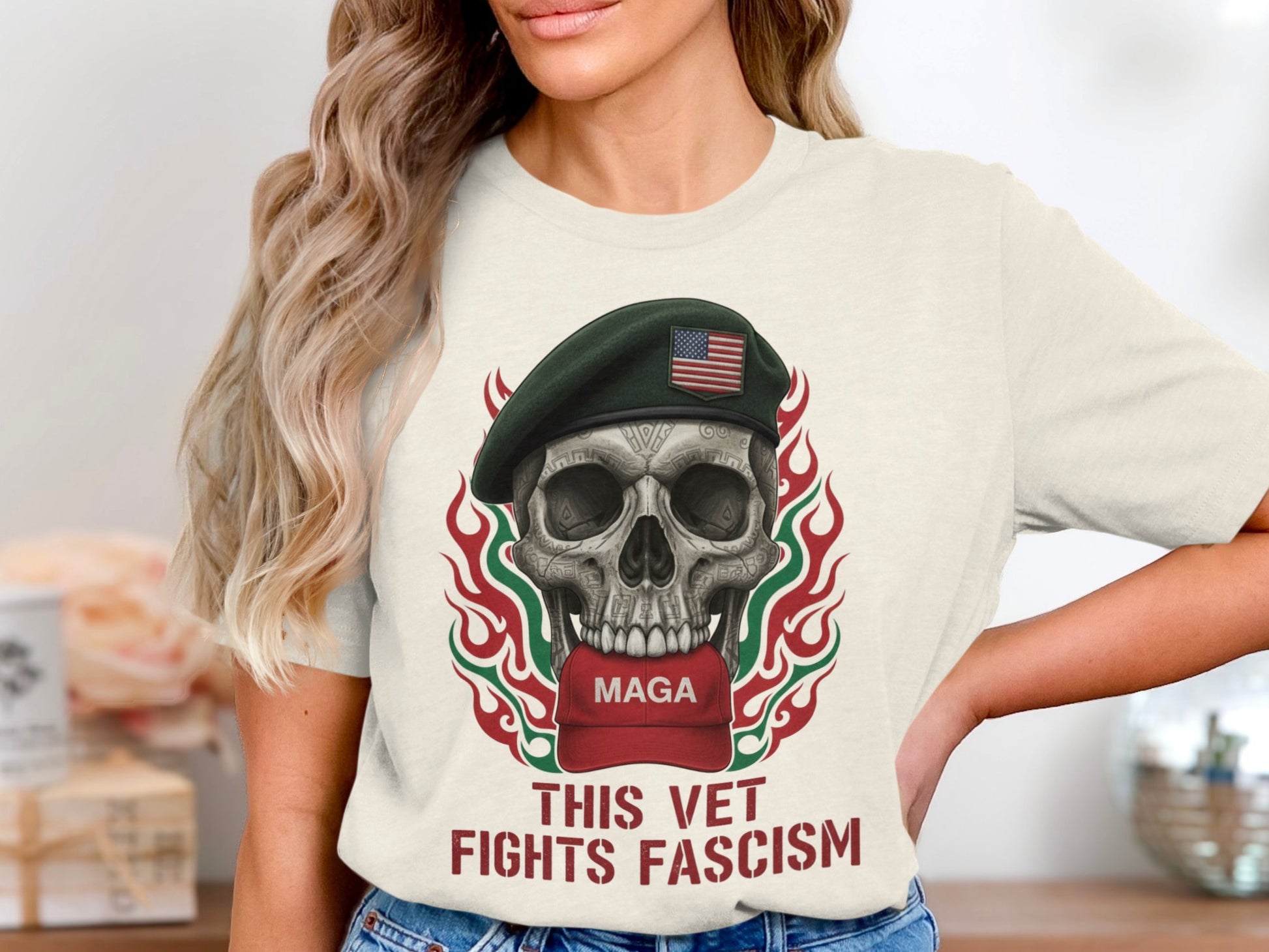 This Vet Fights Fascism Graphic Tee Shirt