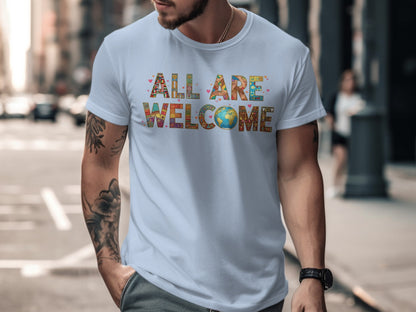 All Are Welcome Graphic Tee for Casual Wear