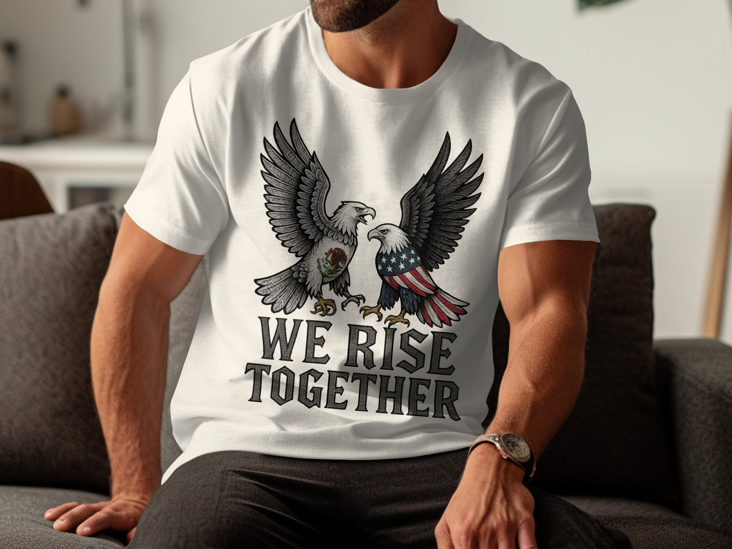 We Rise Together Eagles Graphic T-shirt