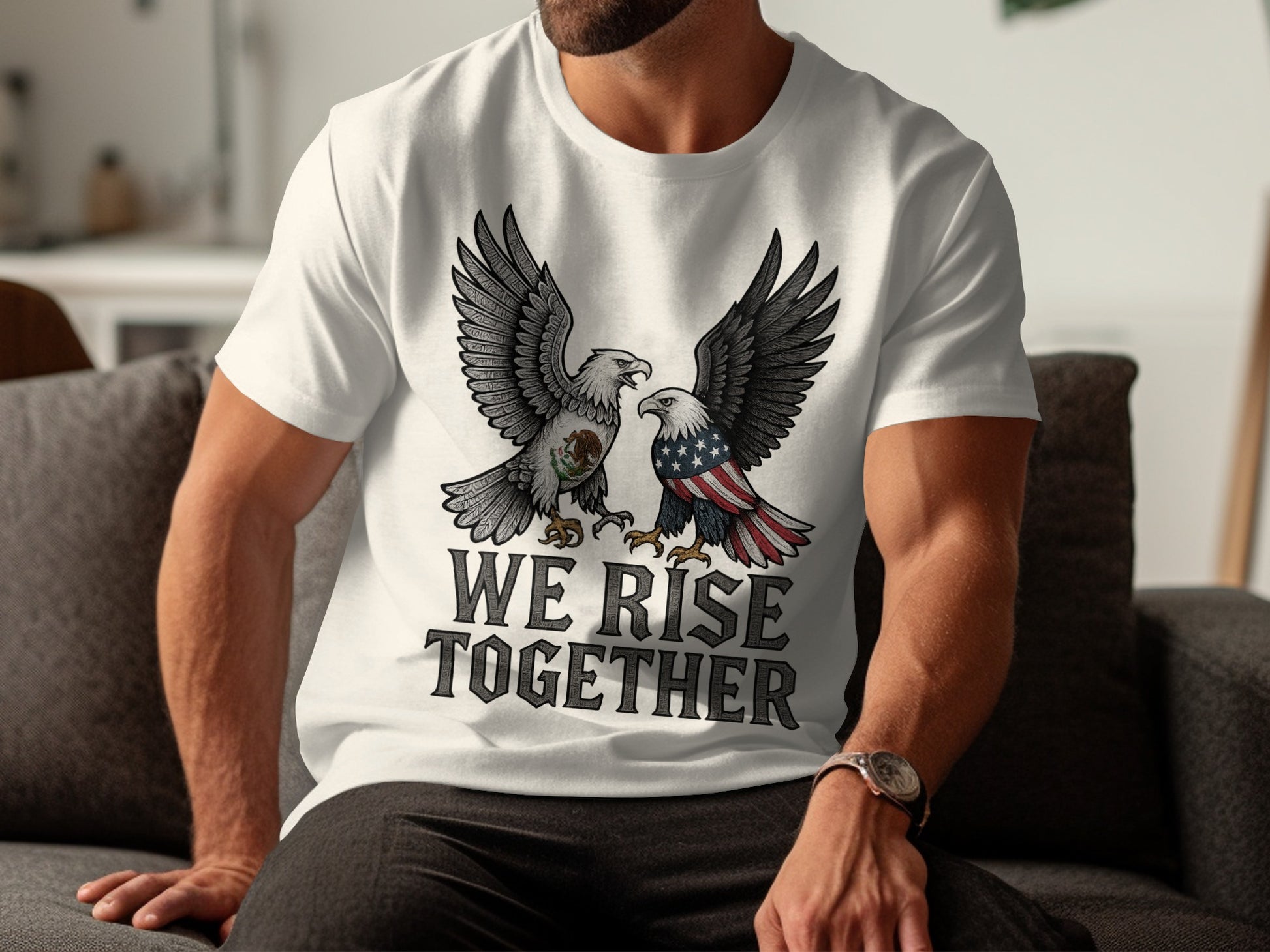 We Rise Together Eagles Graphic T-shirt