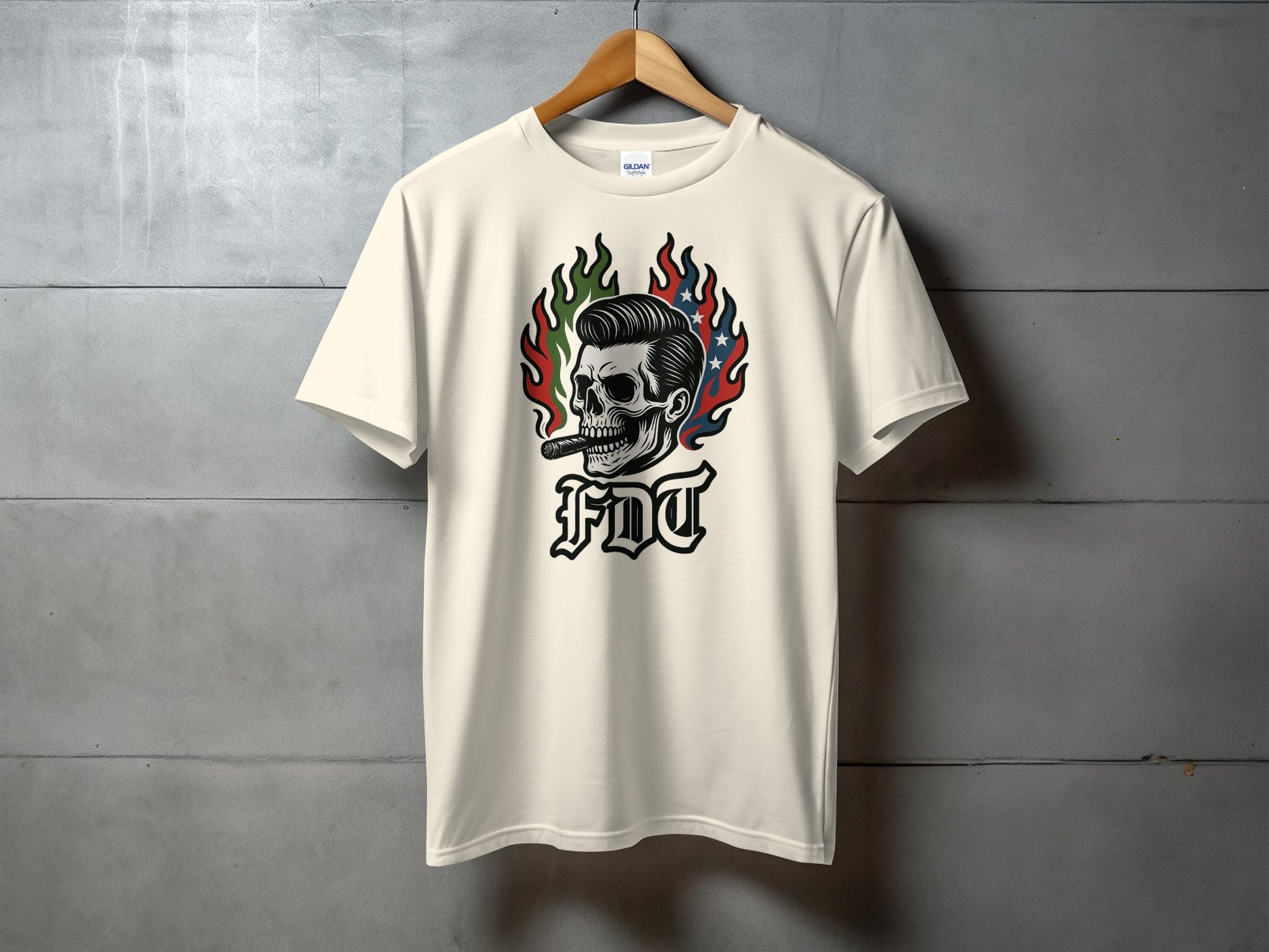 Skull and Flames Graphic Design T-Shirt product type