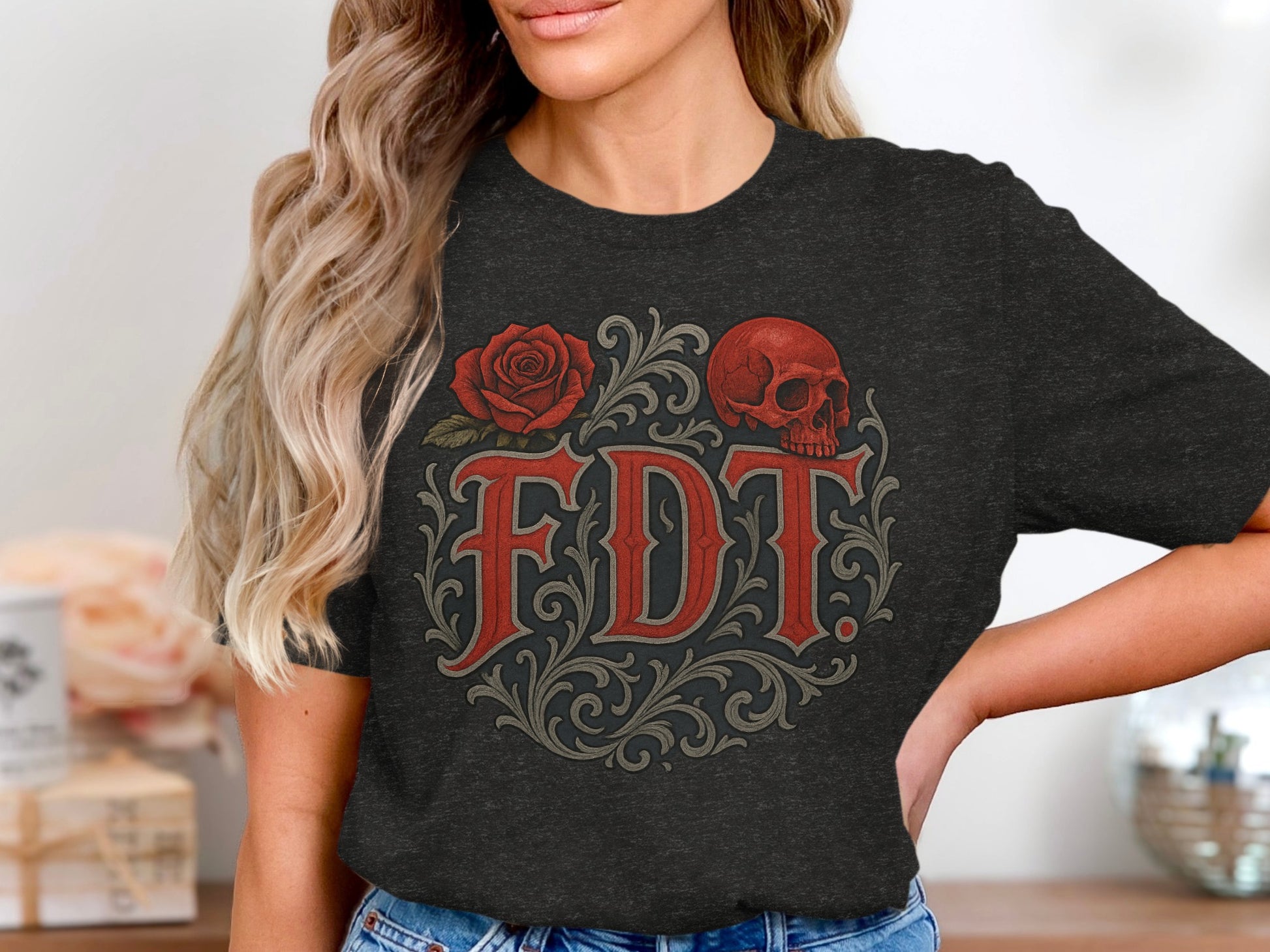 FDT Skull and Rose Themed Unisex T-Shirt product