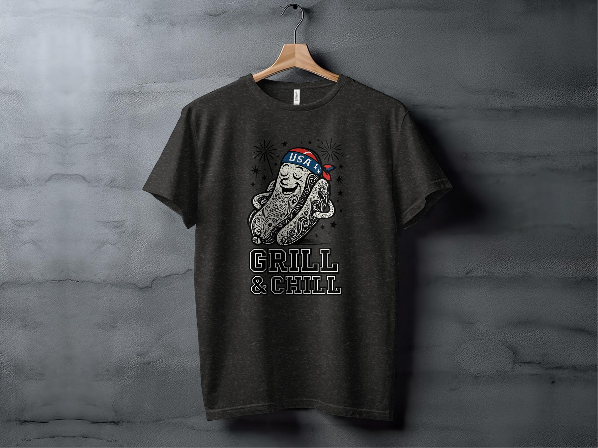 Grill and Chill USA Fun Graphic T-shirt product type