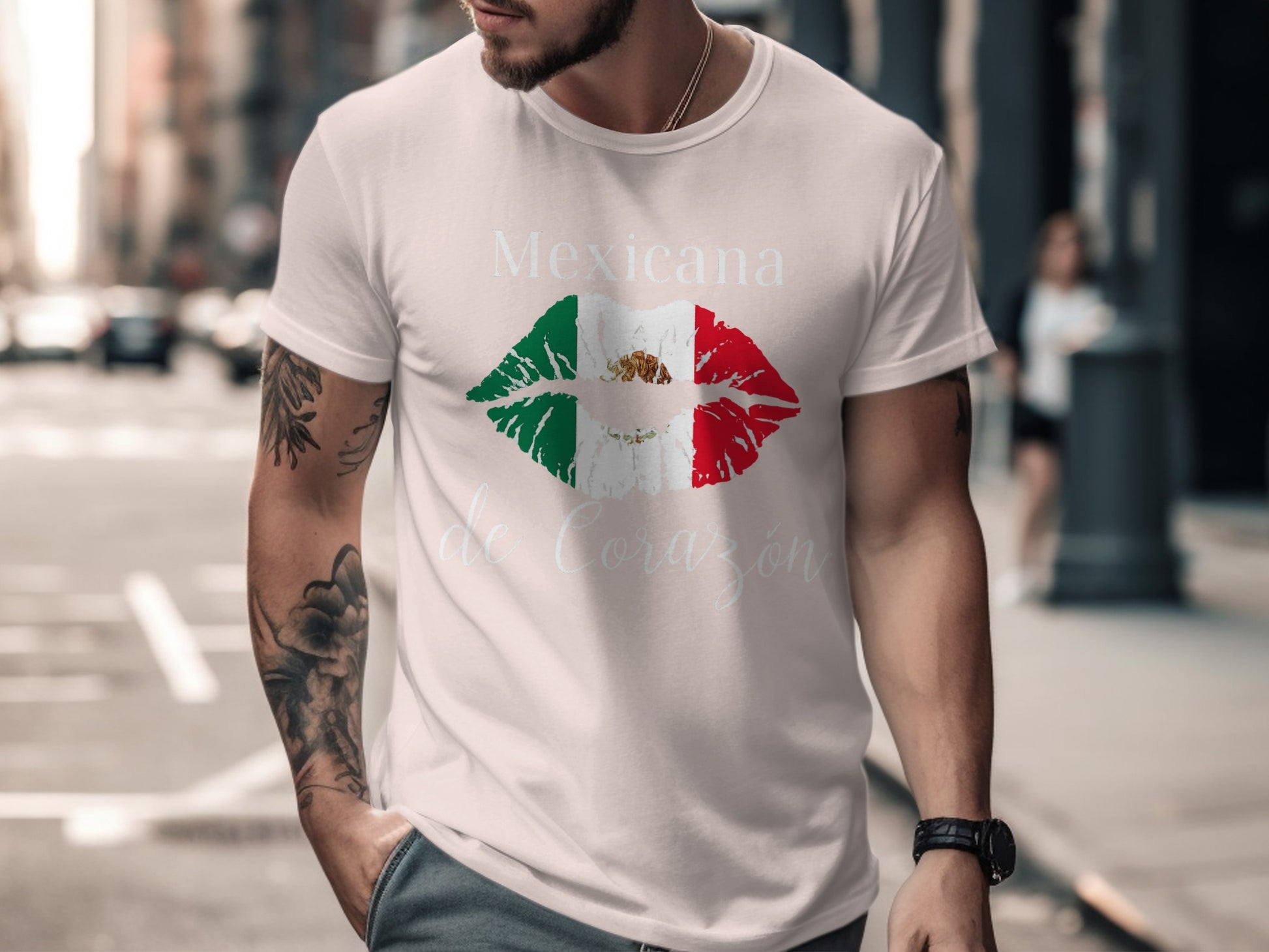 Mexicana de Corazón Mexican Flag Lips T-shirt product