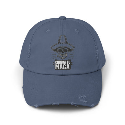 Chinga Tu Maga Distressed Blue Hat Custom Hat product