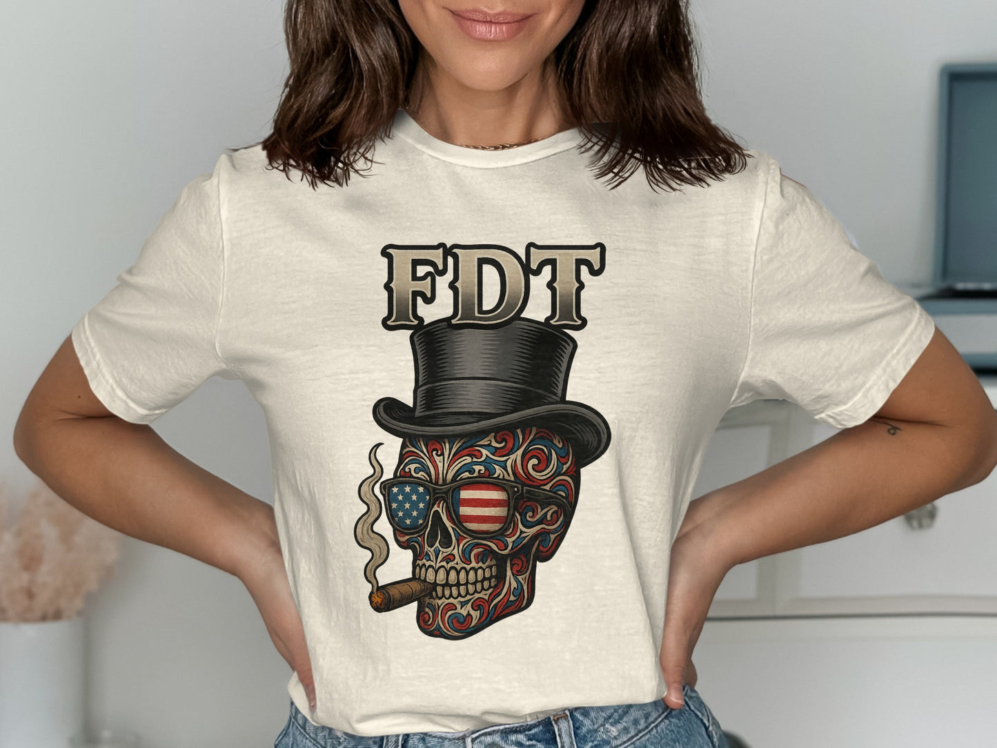 Patriotic Skull with Hat and Sunglasses T-shirt product