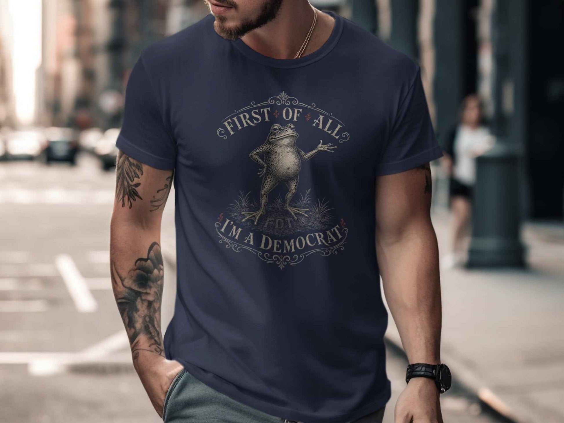 Whimsical Democrat Frog Statement T-Shirt