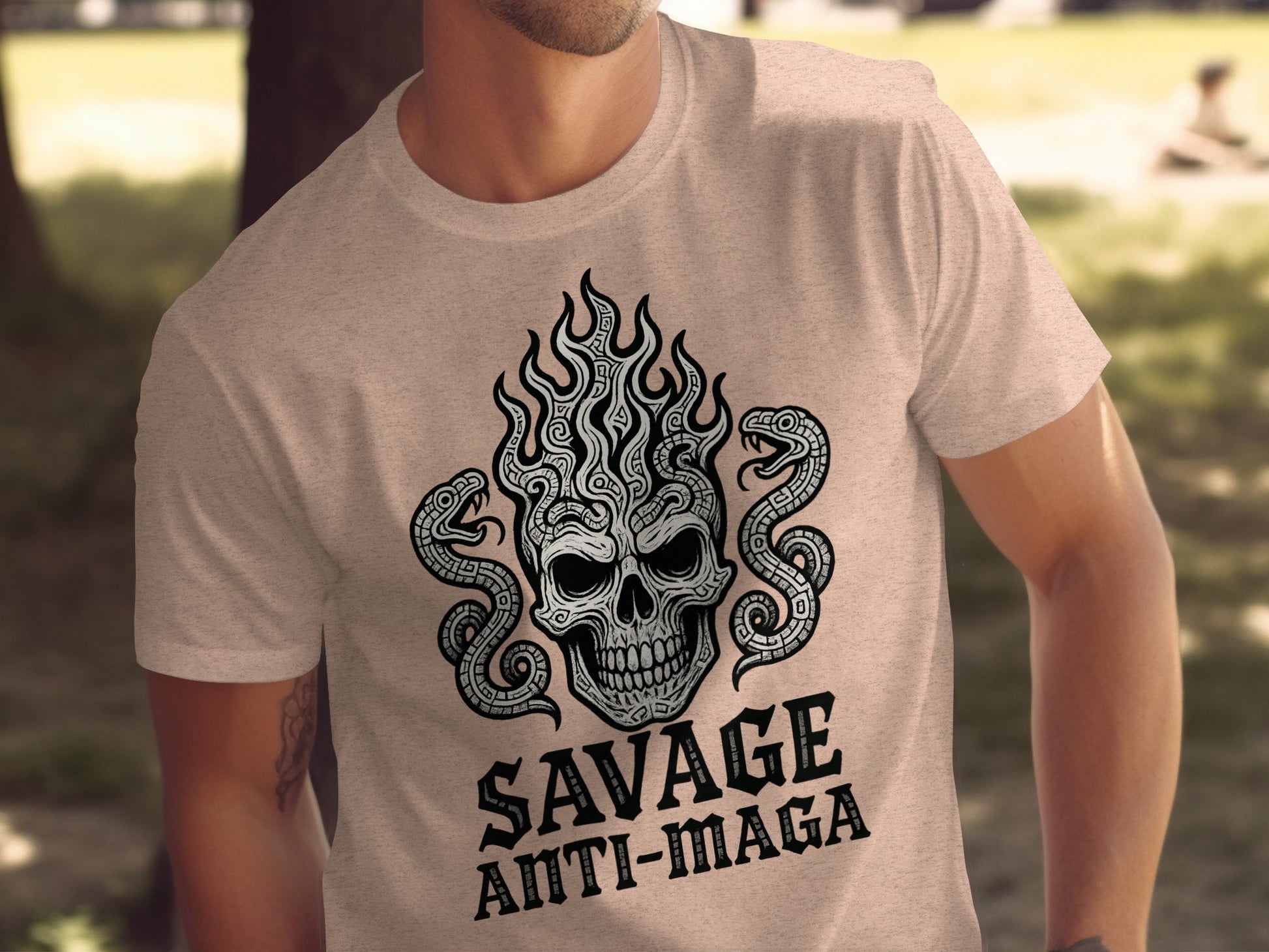 Savage Anti-Maga Skull Snake Graphic Tee