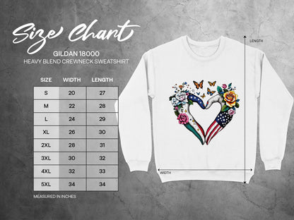 Heart-Shaped Floral and American Flag Sweatshirt product type