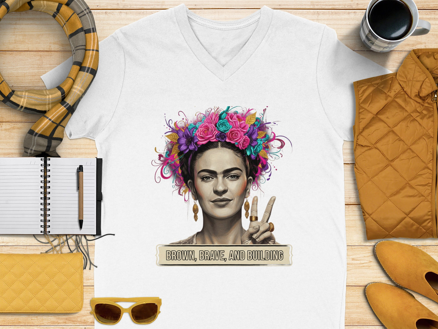 Brown Brave and Building Graphic T-Shirt