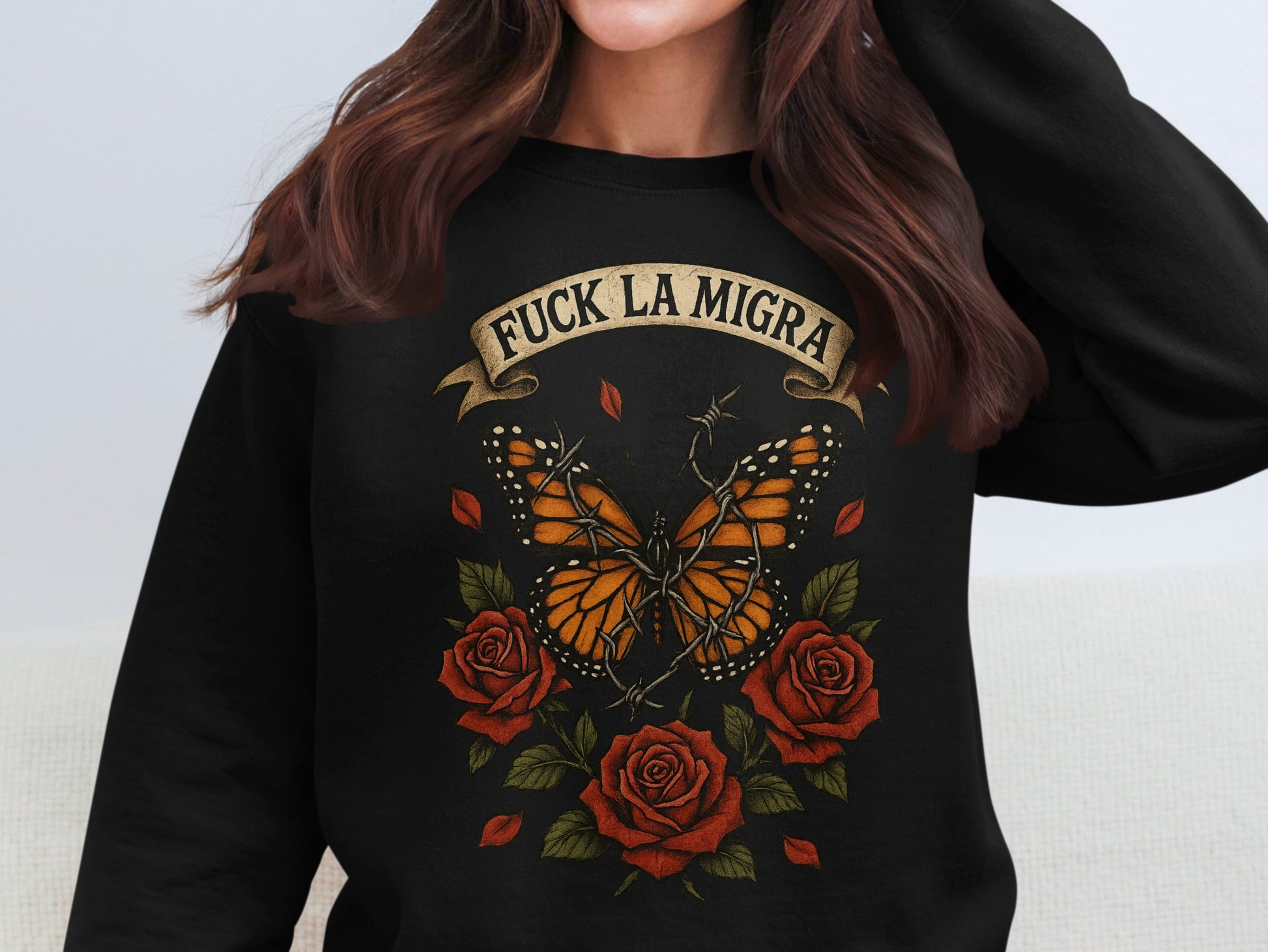 Unique Butterfly and Roses Graphic Sweatshirt product type