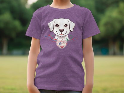 Cute White Dog with Heart and Butterflies T-Shirt