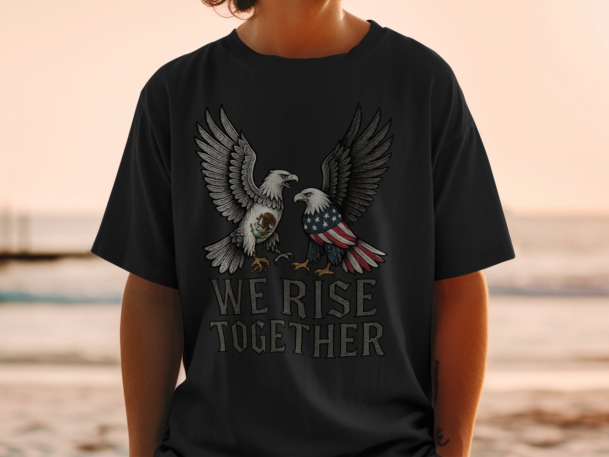 We Rise Together Patriotic Eagle Graphic Tee