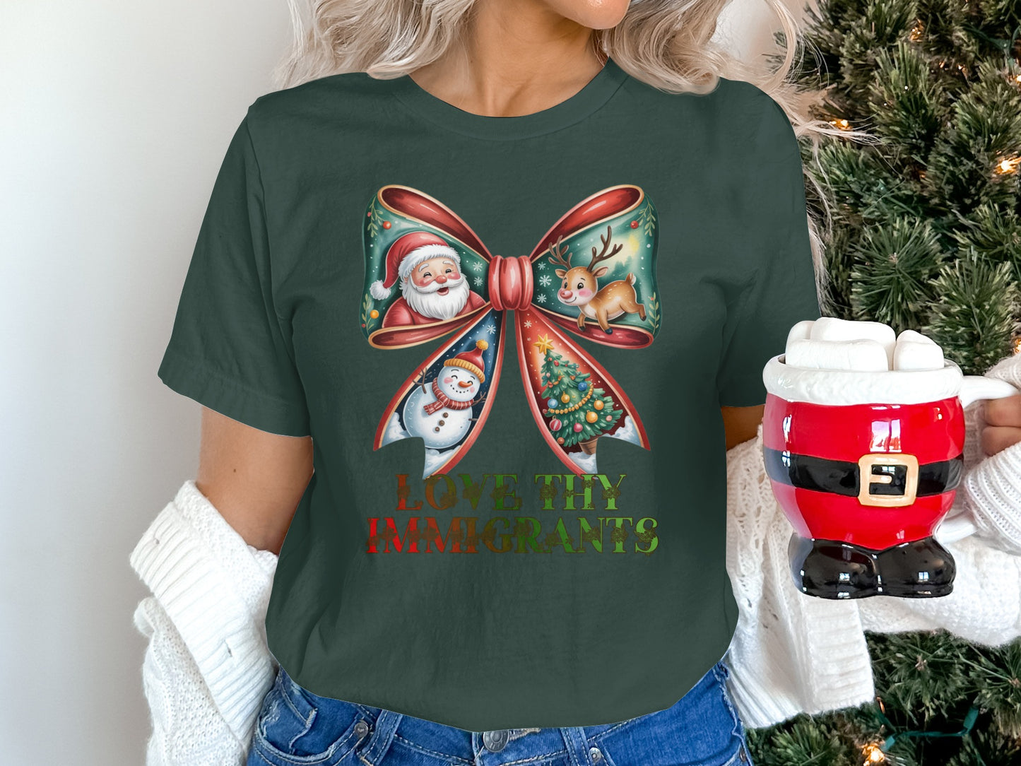 Christmas Themed Love Thy Immigrants Shirt
