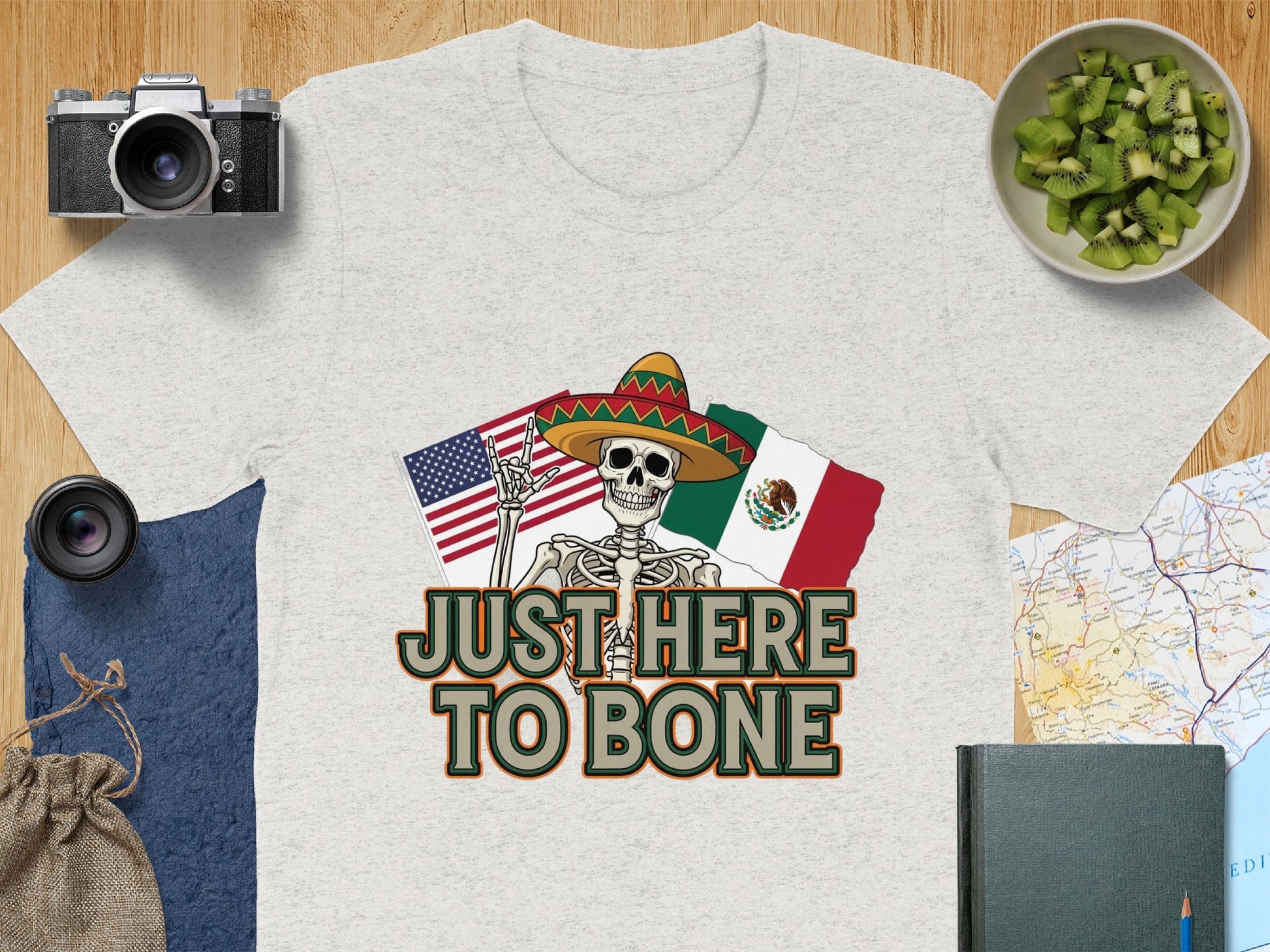 Just Here To Bone Funny Skeleton Graphic T-Shirt
