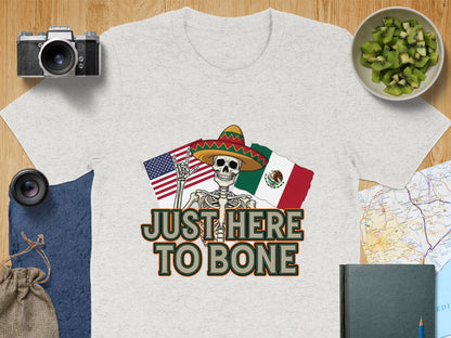 Just Here To Bone Funny Skeleton Graphic T-Shirt