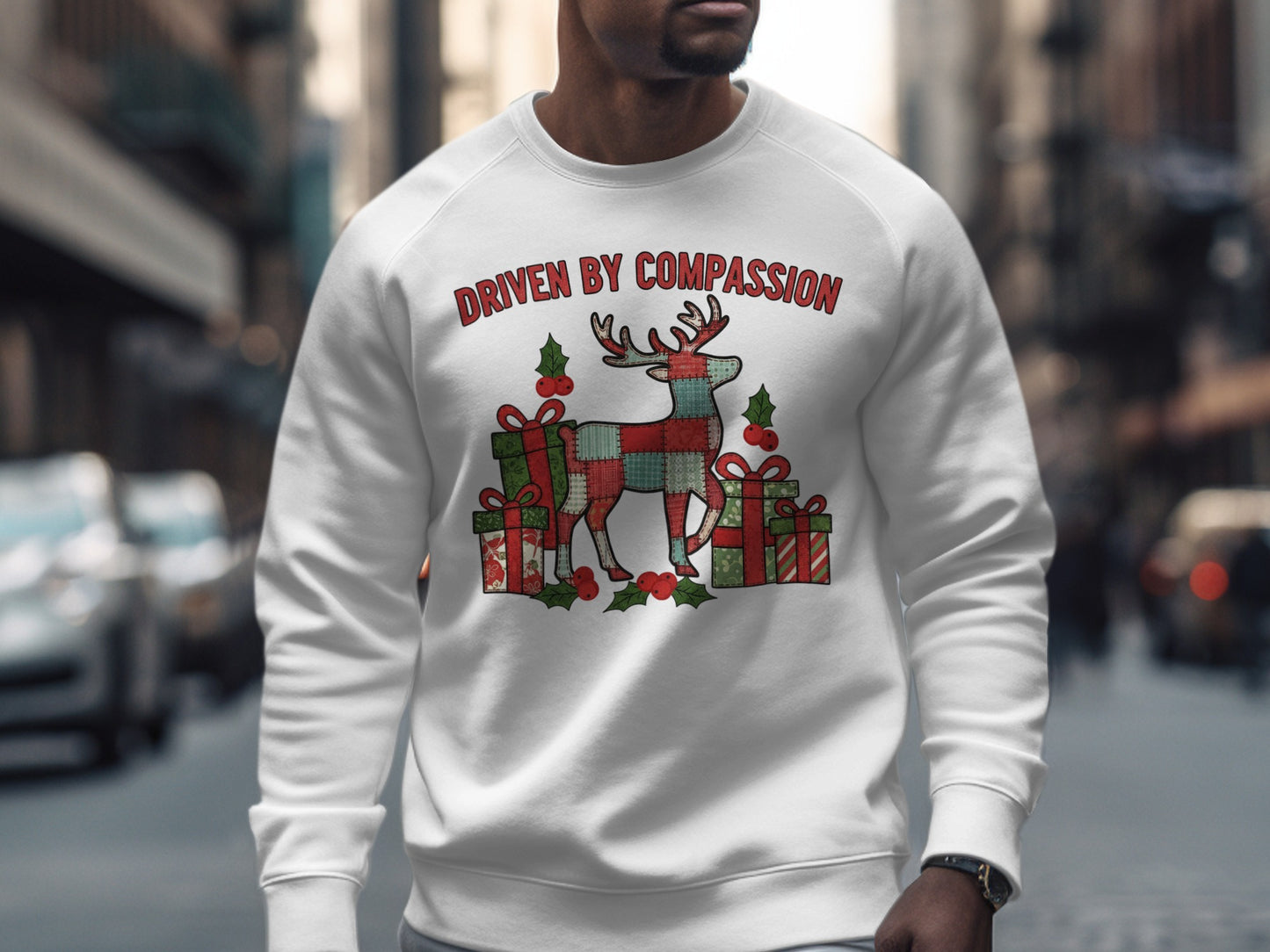 Driven by Compassion Festive Holiday Sweatshirt