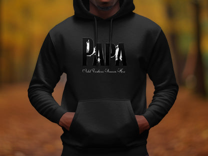 Papa Custom Printed Black Hooded Sweatshirt product