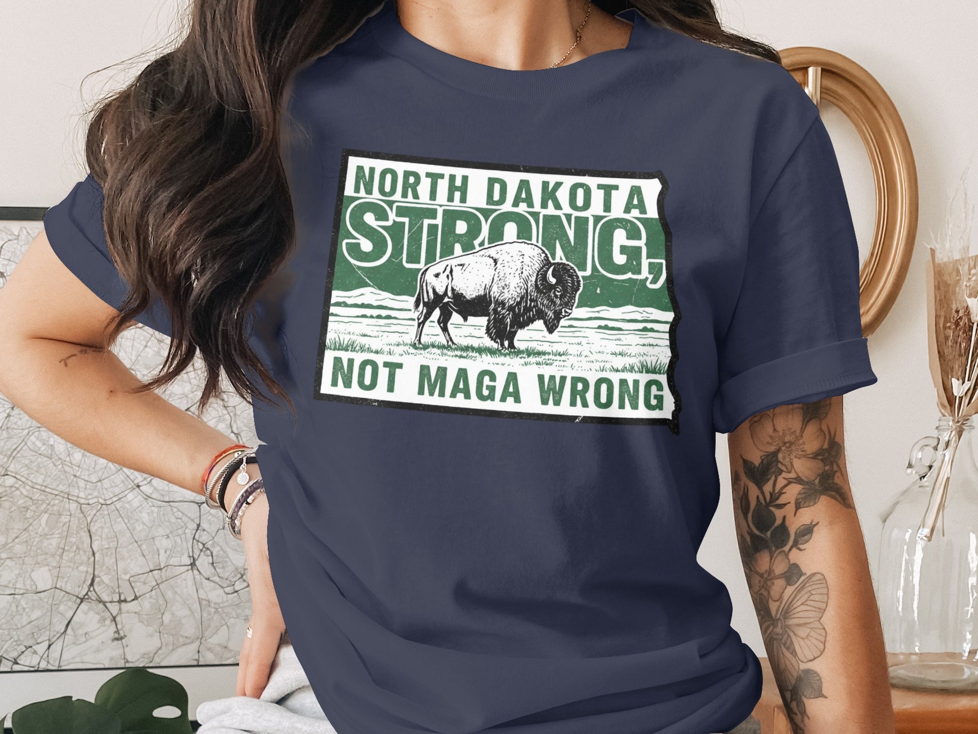 North Dakota Strong Not Maga Wrong Graphic T-shirt product type