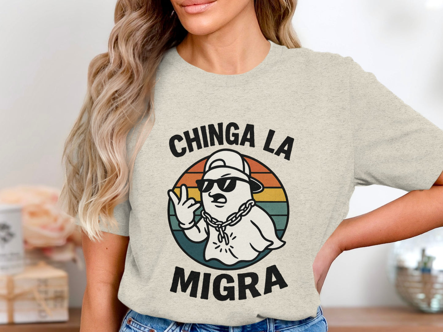 Stylish Chinga La Migra Graphic T-Shirt product