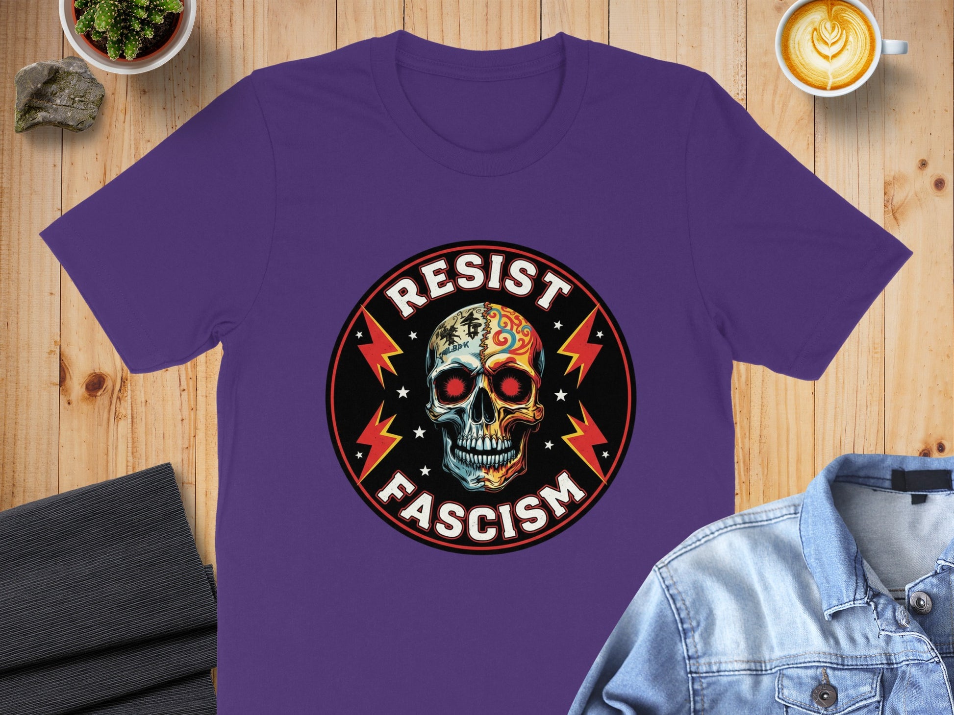 Resist Fascism Skull Graphic T-Shirt Product Type